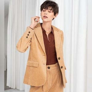 & And Other Stories Camel Corduroy Blazer Academia Old Money Size US 6